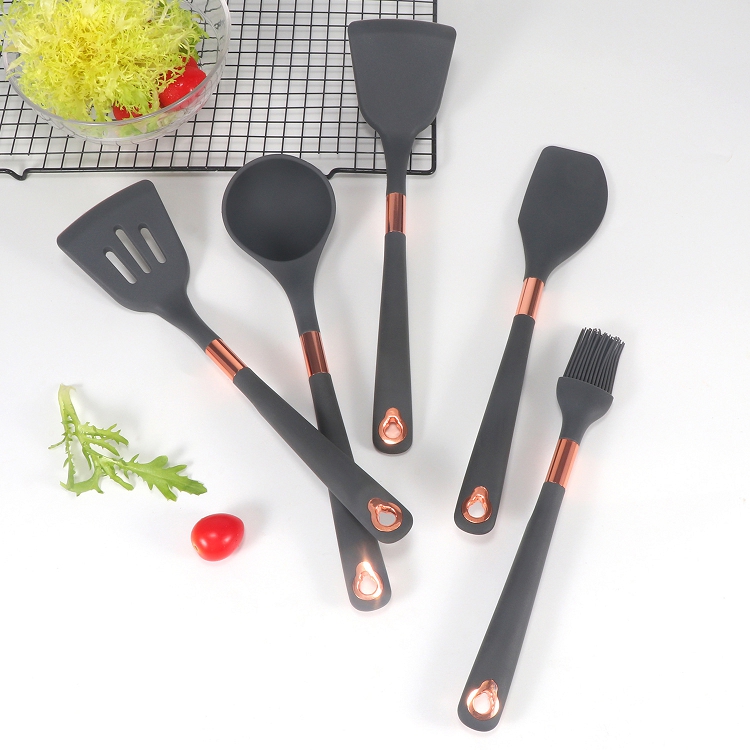 10pcs High Quality Kitchenware set Heat resistant stainless steel silicone cooking tools luxury rose gold kitchen utensils